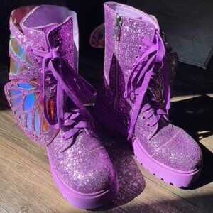 Violet Metamorphic Butterfly Boots Size 9